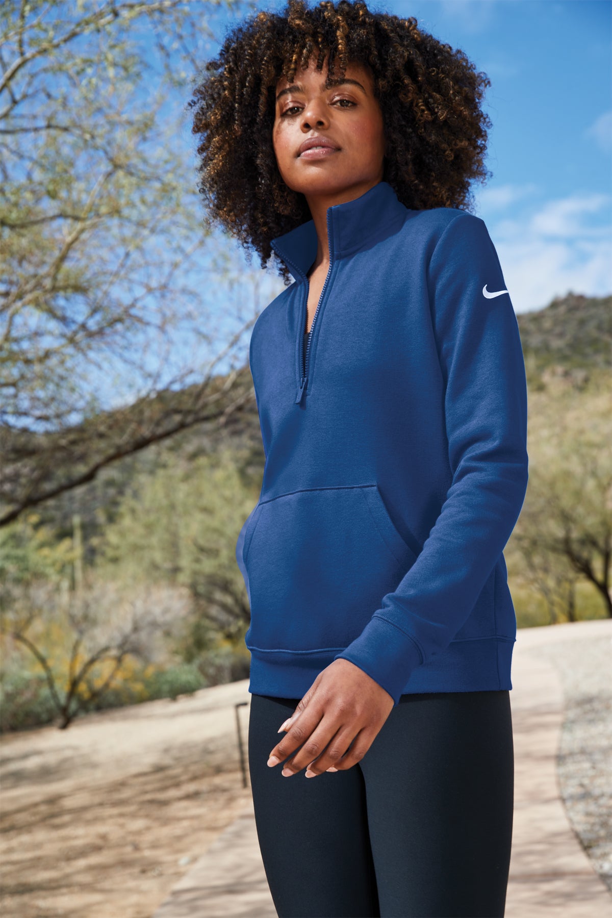 Nike Ladies Club Fleece Sleeve Swoosh 1/2-Zip